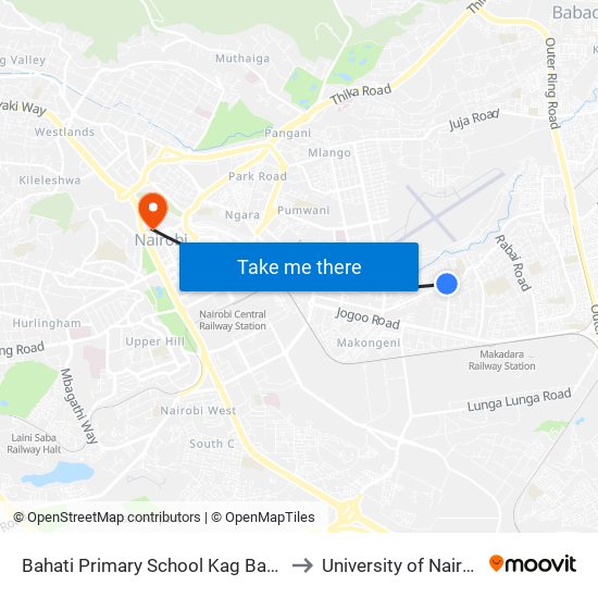 Bahati Primary School Kag Bahati to University of Nairobi map