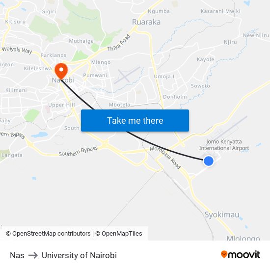 Nas to University of Nairobi map