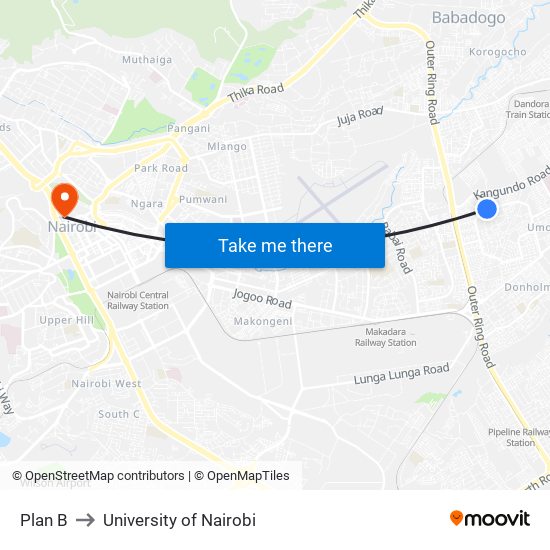 Plan B to University of Nairobi map