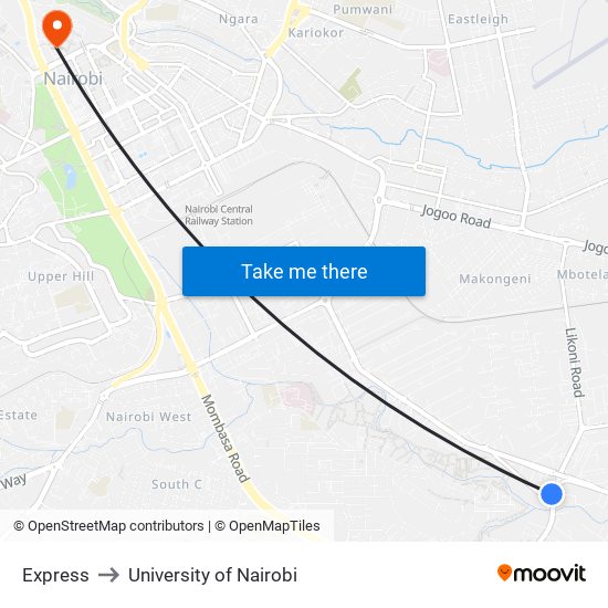 Express to University of Nairobi map