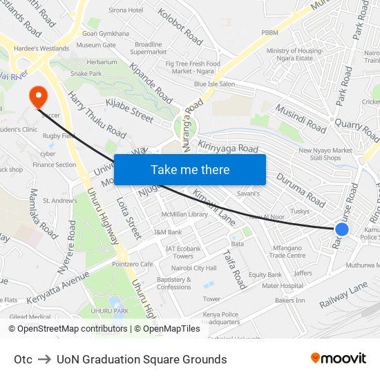 Otc to UoN Graduation Square Grounds map