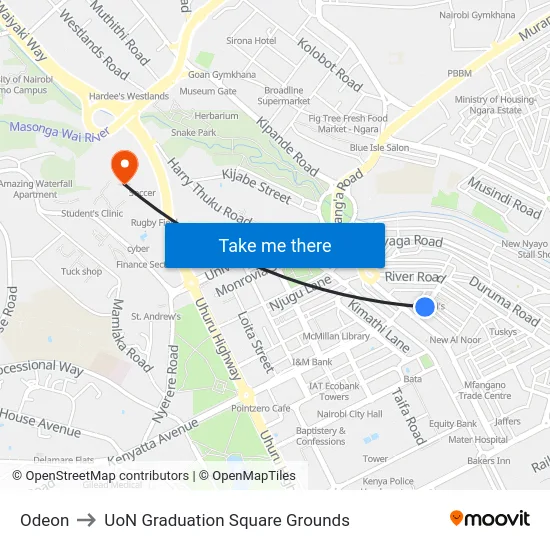 Odeon to UoN Graduation Square Grounds map