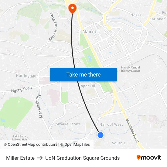 Miller Estate to UoN Graduation Square Grounds map