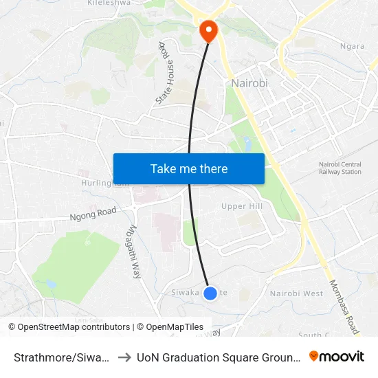 Strathmore/Siwaka to UoN Graduation Square Grounds map