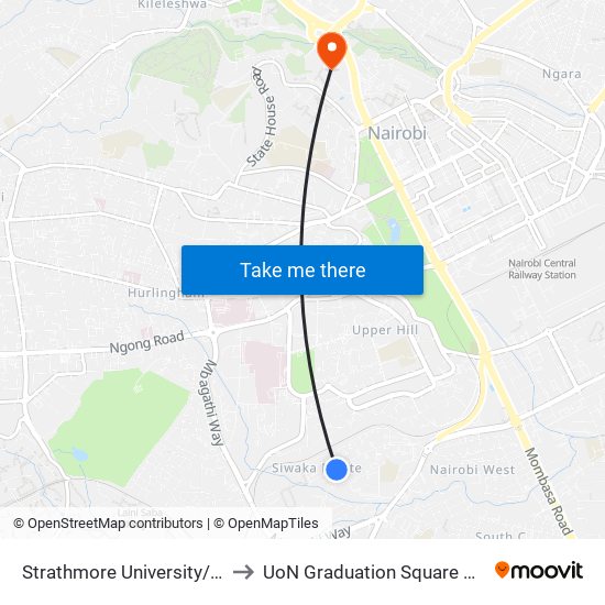 Strathmore University/Siwaka to UoN Graduation Square Grounds map