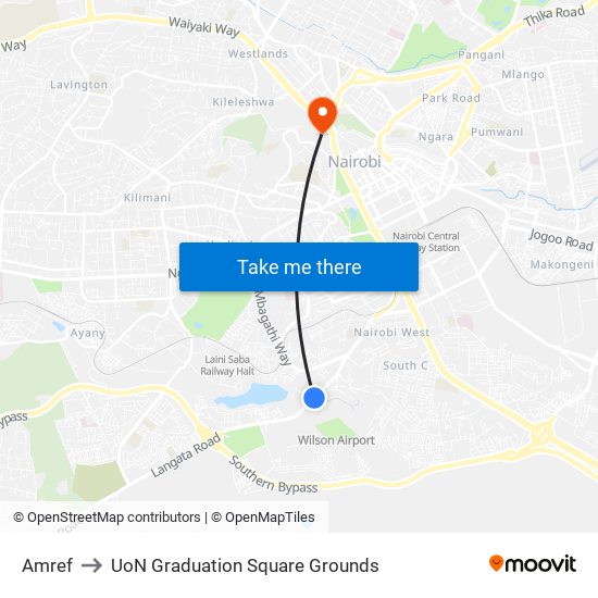 Amref to UoN Graduation Square Grounds map