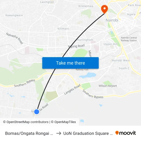 Bomas/Ongata Rongai Junction to UoN Graduation Square Grounds map