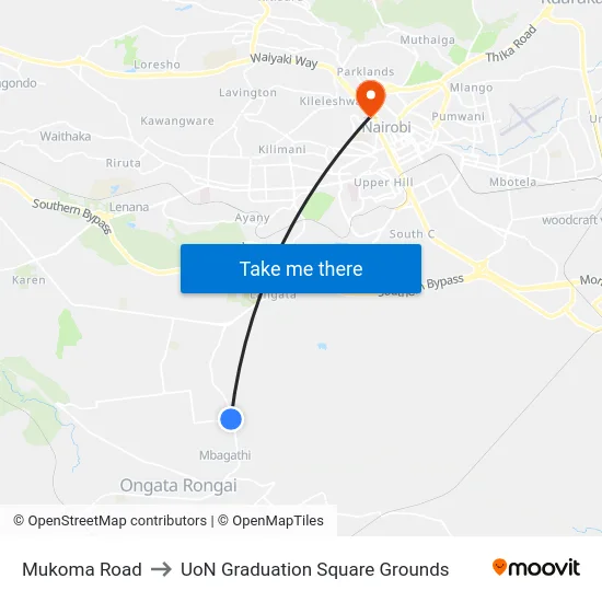 Mukoma Road to UoN Graduation Square Grounds map