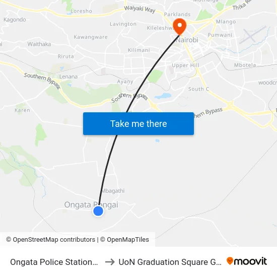Ongata Police Station/Nyotu to UoN Graduation Square Grounds map