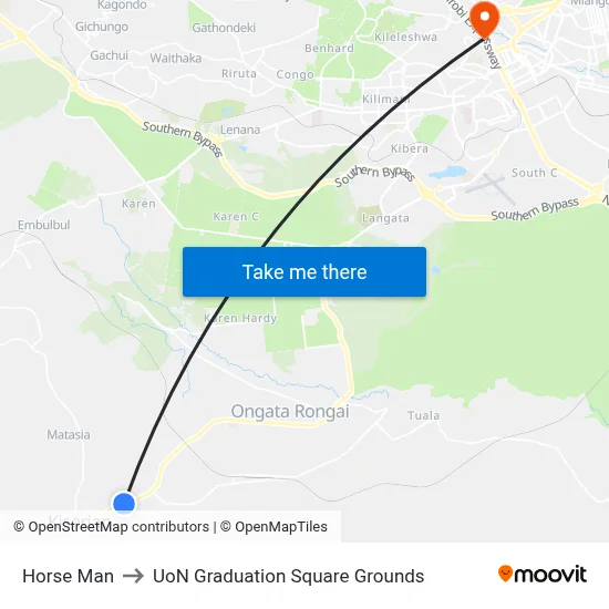 Horse Man to UoN Graduation Square Grounds map