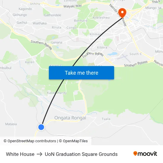 White House to UoN Graduation Square Grounds map