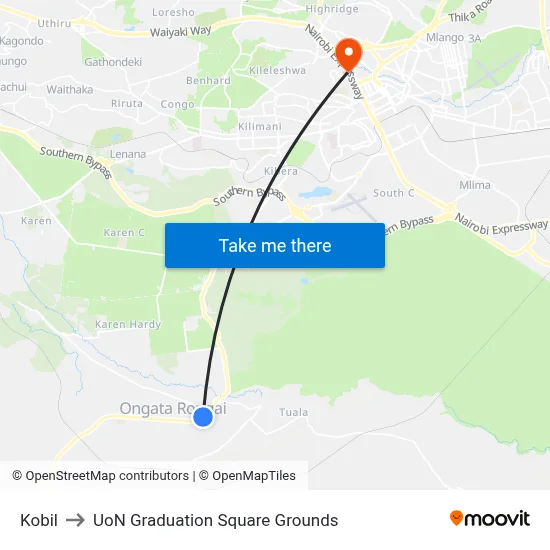 Kobil to UoN Graduation Square Grounds map