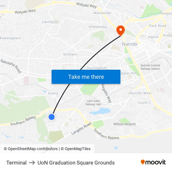 Terminal to UoN Graduation Square Grounds map