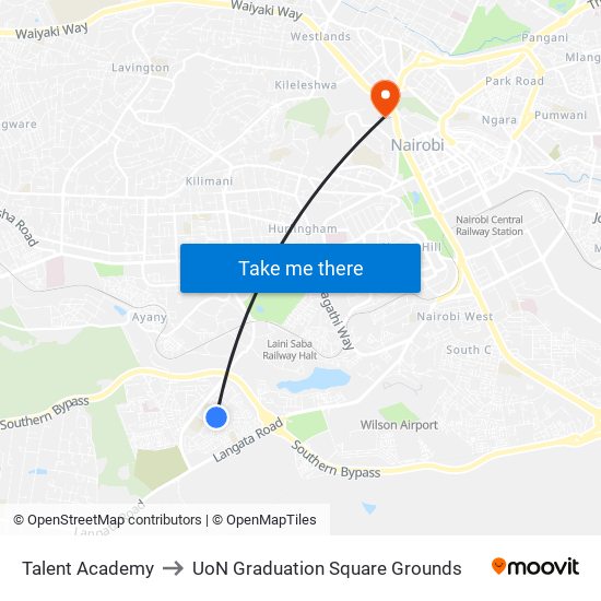 Talent Academy to UoN Graduation Square Grounds map