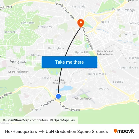 Hq/Headquaters to UoN Graduation Square Grounds map