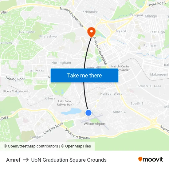 Amref to UoN Graduation Square Grounds map