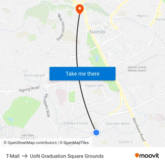 T-Mall to UoN Graduation Square Grounds map