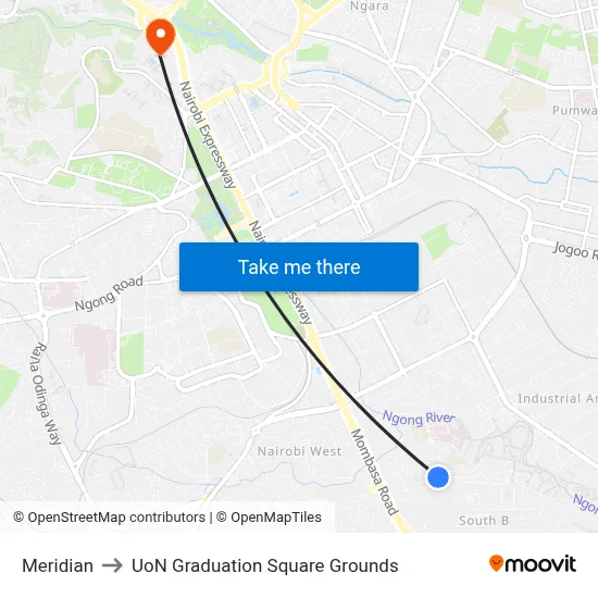 Meridian to UoN Graduation Square Grounds map