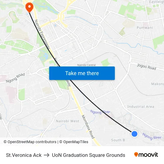 St.Veronica Ack to UoN Graduation Square Grounds map
