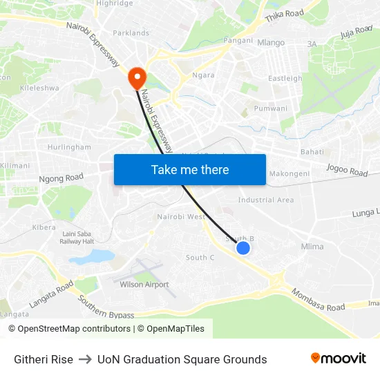Githeri Rise to UoN Graduation Square Grounds map