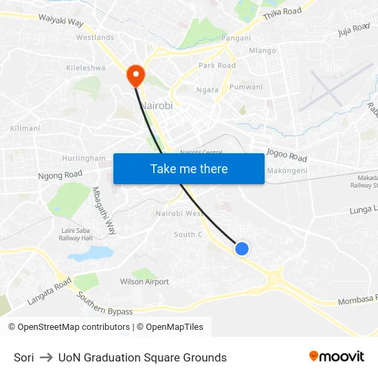 Sori to UoN Graduation Square Grounds map