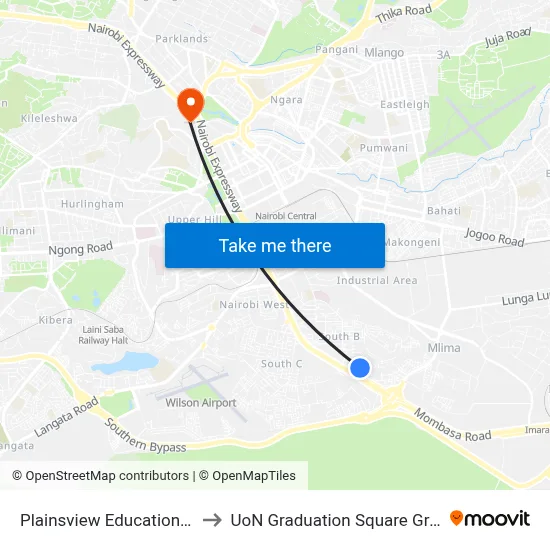 Plainsview Education Point to UoN Graduation Square Grounds map