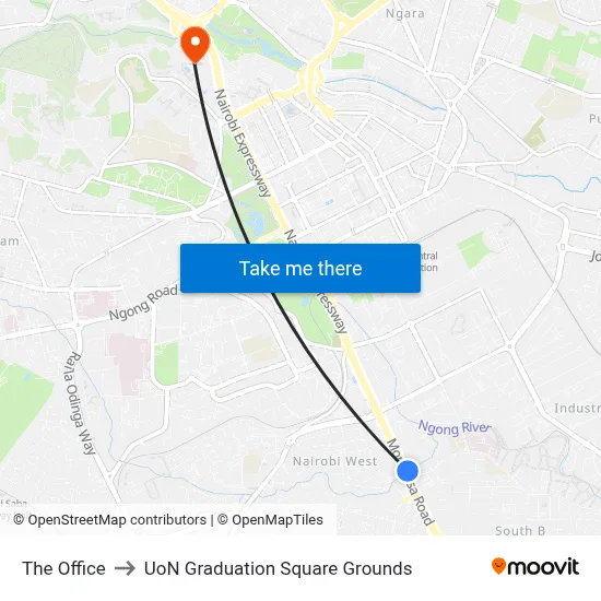 The Office to UoN Graduation Square Grounds map
