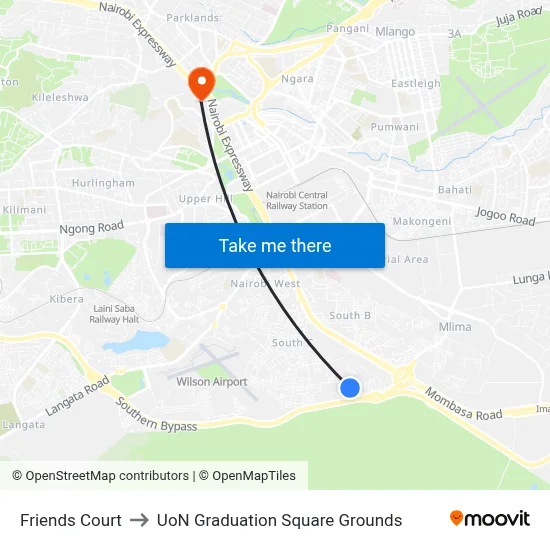 Friends Court to UoN Graduation Square Grounds map