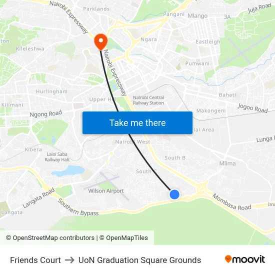 Friends Court to UoN Graduation Square Grounds map