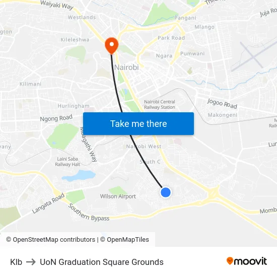 Klb to UoN Graduation Square Grounds map