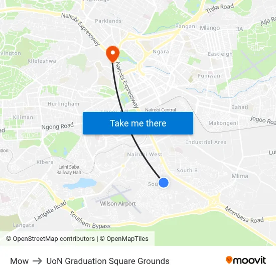 Mow to UoN Graduation Square Grounds map