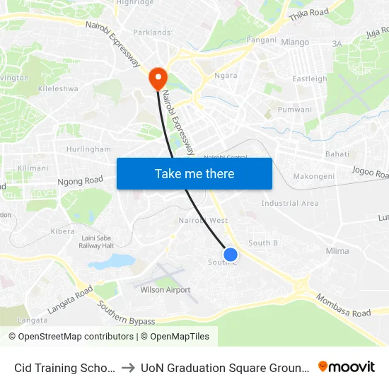 Cid Training School to UoN Graduation Square Grounds map