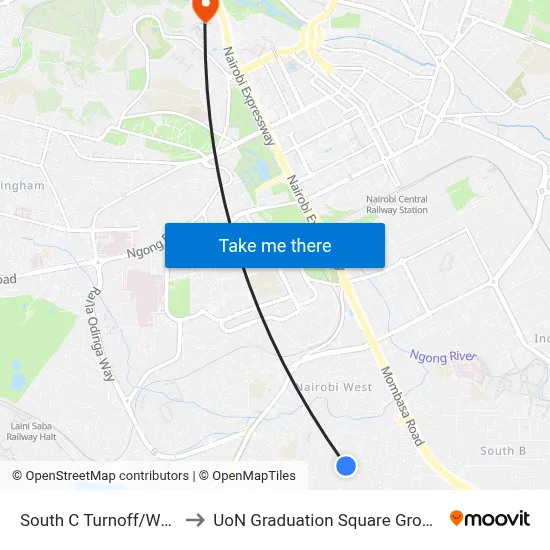 South C Turnoff/Water to UoN Graduation Square Grounds map