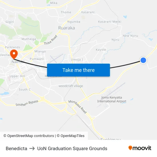 Benedicta to UoN Graduation Square Grounds map