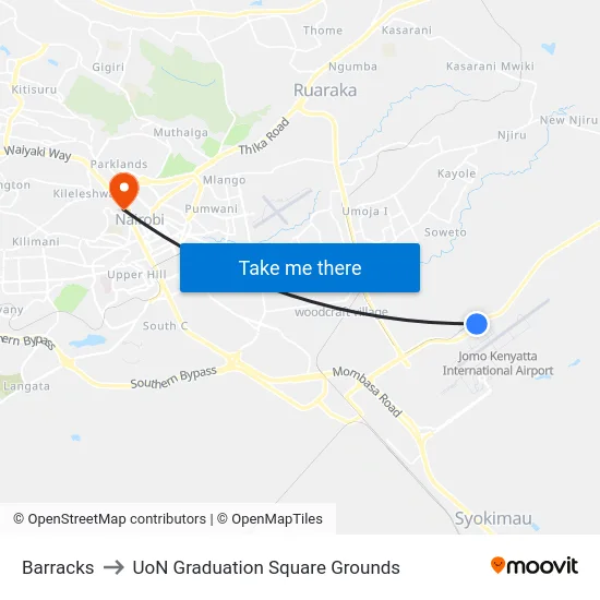 Barracks to UoN Graduation Square Grounds map