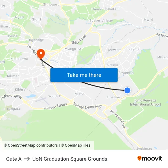 Gate A to UoN Graduation Square Grounds map