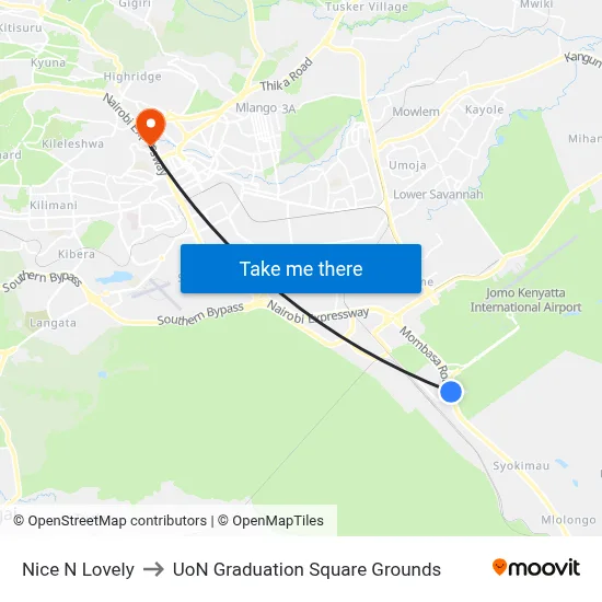 Nice N Lovely to UoN Graduation Square Grounds map