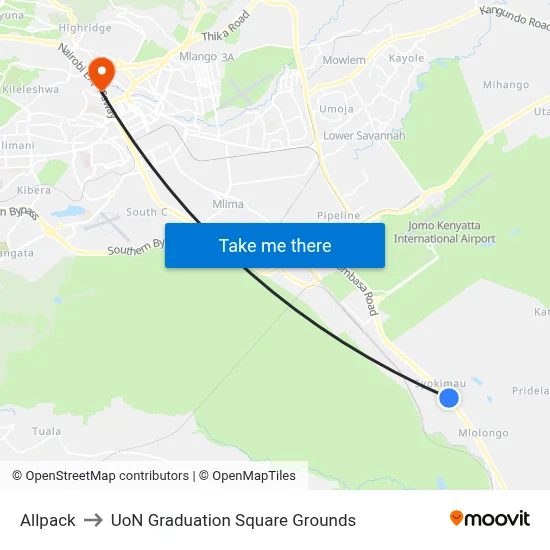 Allpack to UoN Graduation Square Grounds map