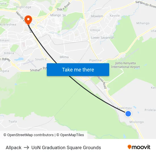 Allpack to UoN Graduation Square Grounds map