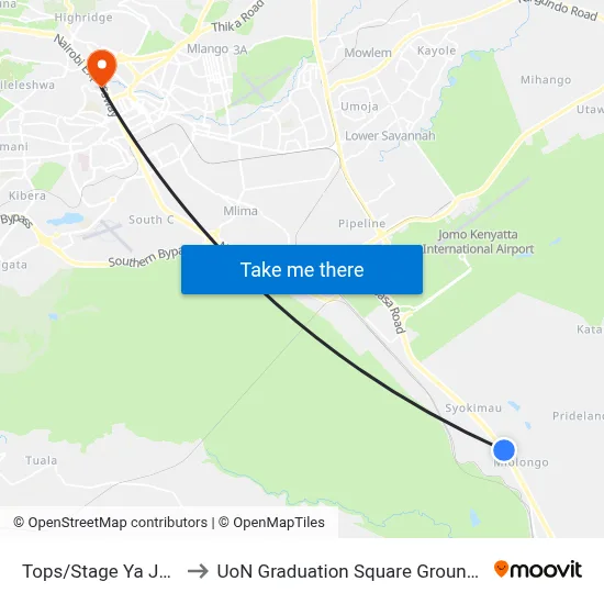 Tops/Stage Ya Juu to UoN Graduation Square Grounds map