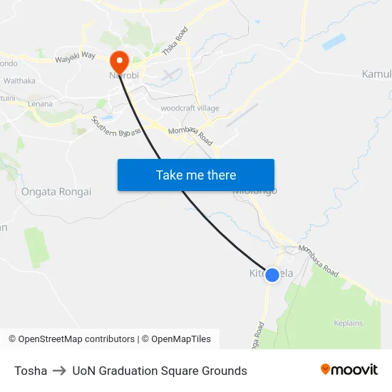 Tosha to UoN Graduation Square Grounds map
