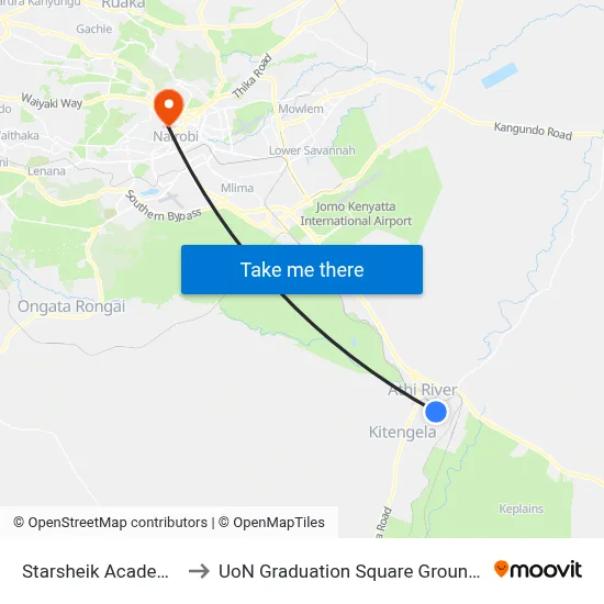Starsheik Academy to UoN Graduation Square Grounds map