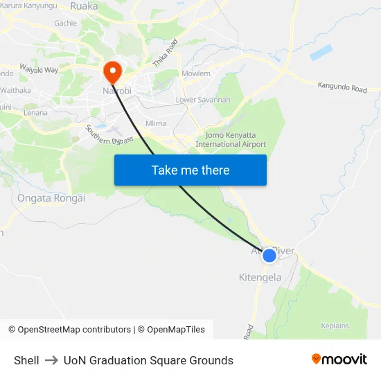 Shell to UoN Graduation Square Grounds map
