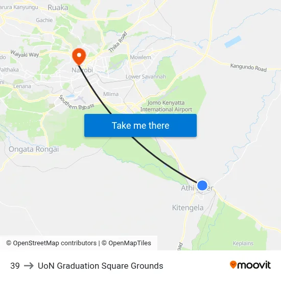 39 to UoN Graduation Square Grounds map