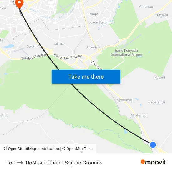 Toll to UoN Graduation Square Grounds map
