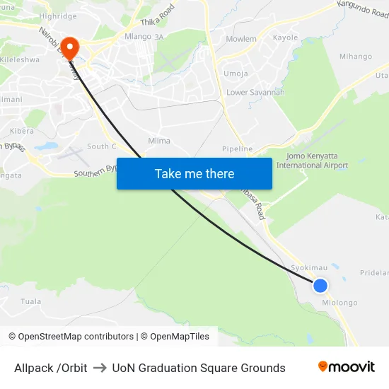 Allpack /Orbit to UoN Graduation Square Grounds map