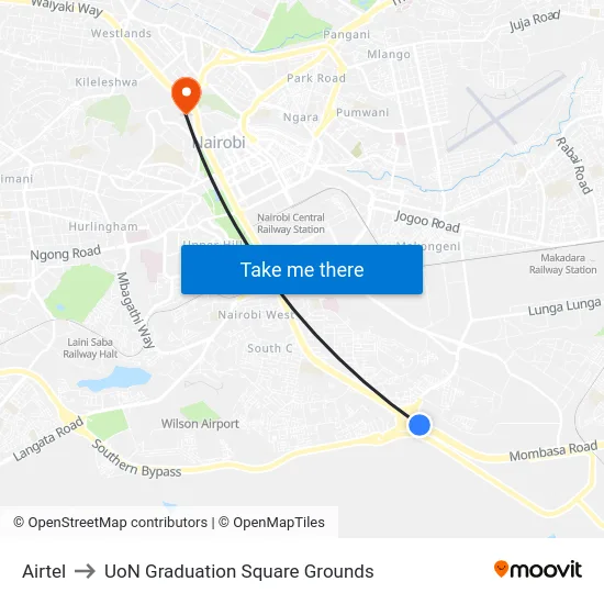 Airtel to UoN Graduation Square Grounds map