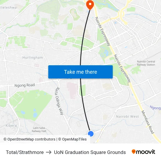 Total/Strathmore to UoN Graduation Square Grounds map