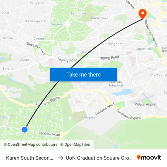 Karen South Secondary to UoN Graduation Square Grounds map