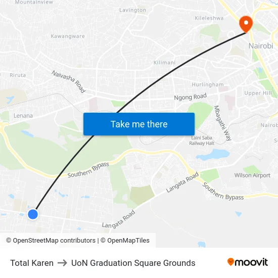 Total Karen to UoN Graduation Square Grounds map